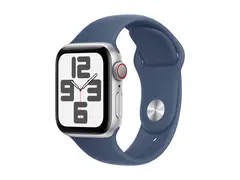 Apple Watch SE (GPS + Cellular) 2. generasjon - 40 mm - s&#248;lvaluminium - smartklokke med sportsb&#229;nd - fluorelastomer - denim - b&#229;ndbredde: S/M - 32 GB - LTE, Wi-Fi 4, Bluetooth - 4G - 27.8 g