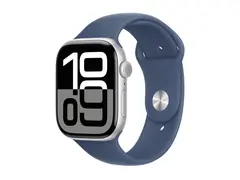 Apple Watch Series 10 (GPS) - 46 mm s&#248;lvaluminium - smartklokke med sportsb&#229;nd - fluorelastomer - denim - b&#229;ndbredde: M/L - 64 GB - Wi-Fi 4, UWB, Bluetooth - 36.4 g