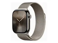 Apple Watch Series 10 (GPS + Cellular) - 42 mm natural titanium - smartklokke med fint strikket l&#248;kke - nett av rustfritt st&#229;l - natural - h&#229;ndleddst&#248;rrelse: 130-180 mm - 64 GB - LTE, Wi-Fi 4, UWB, Bluetooth - 4G - 34.4 g