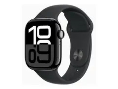 Apple Watch Series 10 (GPS) - 42 mm jet black aluminum - smartklokke med sportsb&#229;nd - fluorelastomer - svart - b&#229;ndbredde: M/L - 64 GB - Wi-Fi 4, UWB, Bluetooth - 30 g