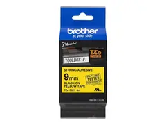 Brother TZe-S621 - Ekstra sterk adhesiv - svart p&#229; gult Rull (0,9 cm x 8 m) 1 kassett(er) laminert teip - for Brother PT-D210, D600, H110, H200; P-Touch PT-1880, E800, H107; P-Touch Cube Plus PT-P710