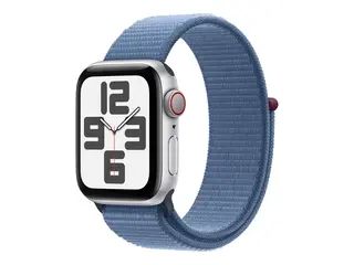 Apple Watch SE (GPS + Cellular) 2. generasjon - 40 mm - s&#248;lvaluminium - smartklokke med sportssl&#248;yfe - vevet nylon - winter blue - h&#229;ndleddst&#248;rrelse: 130-200 mm - 32 GB - Wi-Fi, LTE, Bluetooth - 4G - 27.8 g