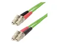 StarTech.com 15m (50ft) LC to LC (UPC) OM5 Multimode Fiber Optic Cable, 50/125&#181;m Duplex LOMMF Zipcord, VCSEL, 40G/100G, Bend Insensitive, Low Insertion Loss, LSZH Fiber Patch Cord Koblingskabel - LC/UPC-multimodus (hann) til LC/UPC-multimodus (hann) - 15 m - 2.9 mm - fiberoptisk - dupleks - 50 / 125 mikroner - OM5 - halogenfri, up to 100 Gbps data transfer rate - gr&#248;nn