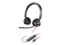 Poly Blackwire 3325 - Blackwire 3300 series hodesett - on-ear - kablet - 3,5 mm jakk, USB-A - svart - Certified for Microsoft Teams