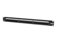 Tripp Lite 24-Port Cat6 Cat5 Patch Panel Feed Through Rackmount 568A/B RJ45 1URM TAA Koblingspanel - veggmonterbar - CAT 6 - svart - 1U - 19&quot; - 24 porter