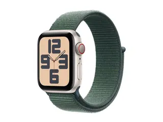 Apple Watch SE (GPS + Cellular) 2. generasjon - 40 mm - stjernelysaluminium - smartklokke med sportssl&#248;yfe - myk dobbeltlagsnylon - innsj&#248; gr&#248;nn - h&#229;ndleddst&#248;rrelse: 130-200 mm - 32 GB - LTE, Wi-Fi 4, Bluetooth - 4G - 27.8 g