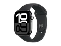 Apple Watch Series 10 (GPS) - 46 mm - jet black aluminum smartklokke med sportsb&#229;nd - fluorelastomer - svart - b&#229;ndbredde: S/M - 64 GB - Wi-Fi 4, UWB, Bluetooth - 36.4 g