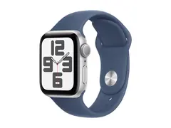 Apple Watch SE (GPS) - 2. generasjon 40 mm - s&#248;lvaluminium - smartklokke med sportsb&#229;nd - fluorelastomer - denim - b&#229;ndbredde: S/M - 32 GB - Wi-Fi 4, Bluetooth - 26.4 g