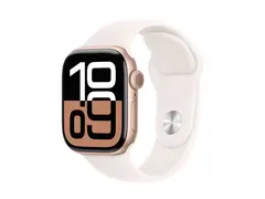 Apple Watch Series 10 (GPS) - 42 mm - rosegull aluminium smartklokke med sportsb&#229;nd - fluorelastomer - light blush - b&#229;ndbredde: S/M - 64 GB - Wi-Fi 4, UWB, Bluetooth - 30 g