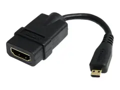 StarTech.com 5in High Speed HDMI Adapter Cable HDMI to HDMI Micro - F/M - 5 inch Micro HDMI Adapter - HDMI Female to Micro HDMI Male (HDADFM5IN) - HDMI-adapter - HDMI hunn til 19 pin micro HDMI Type D hann - 1.2 cm - skjermet - svart - for P/N: HDMM30CM