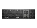 HP 725 - Tastatur - multi-enhet, oppladbar, drevet av SuperCapacitor full size - tr&#229;dl&#248;s - 2.4 GHz, Bluetooth - QWERTY - Pan Nordic - kveldningssvart