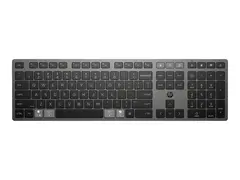 HP 725 - Tastatur - multi-enhet, oppladbar, drevet av SuperCapacitor full size - tr&#229;dl&#248;s - 2.4 GHz, Bluetooth - QWERTY - Pan Nordic - kveldningssvart