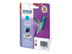 Epson T0802 - Cyan - original - bl&#230;re med RF/lyd-alarm blekkpatron - for Stylus Photo P50, PX650, PX660, PX700, PX710, PX720, PX730, PX800, PX810, PX820, PX830