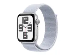 Apple Watch SE (GPS) - 2. generasjon 44 mm - s&#248;lvaluminium - smartklokke med sportssl&#248;yfe - myk dobbeltlagsnylon - blue cloud - h&#229;ndleddst&#248;rrelse: 130-200 mm - 32 GB - Wi-Fi 4, Bluetooth - 32.9 g