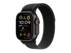 Apple Watch Ultra 2 - 49 mm - svart titan smartklokke med Trail Loop - nylonvev - svart - b&#229;ndbredde: S/M - 64 GB - LTE, Wi-Fi 4, UWB, Bluetooth - 4G - 61.8 g