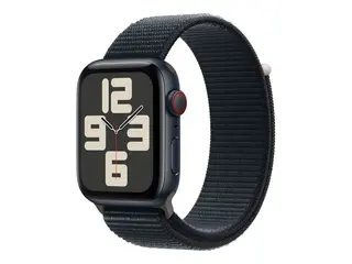 Apple Watch SE (GPS + Cellular) 2. generasjon - 44 mm - midnattsaluminium - smartklokke med sportssl&#248;yfe - vevet nylon - midnatt - h&#229;ndleddst&#248;rrelse: 145-220 mm - 32 GB - Wi-Fi, LTE, Bluetooth - 4G - 33 g