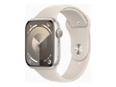 Apple Watch Series 9 (GPS) - 45 mm stjernelysaluminium - smartklokke med sportsb&#229;nd - fluorelastomer - stjernelys - b&#229;ndbredde: M/L - 64 GB - Wi-Fi, Bluetooth, UWB - 38.7 g