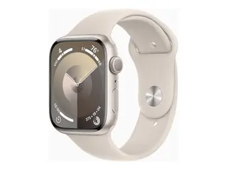 Apple Watch Series 9 (GPS) - 45 mm stjernelysaluminium - smartklokke med sportsb&#229;nd - fluorelastomer - stjernelys - b&#229;ndbredde: M/L - 64 GB - Wi-Fi, UWB, Bluetooth - 38.7 g