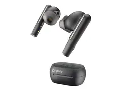 Poly Voyager Free 60+ - True wireless-hodetelefoner med mikrofon i &#248;ret - Bluetooth - aktiv st&#248;ydemping - USB-A via Bluetooth-adapter, 3,5 mm jakk - karbon sort - Certified for Zoom Rooms