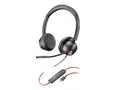 Poly Blackwire 8225 - Blackwire 8200 series hodesett - on-ear - kablet - aktiv st&#248;ydemping - USB-C - svart - Zoom Certified, UC-sertifisert