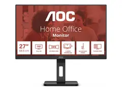 AOC 27E3QAF - LED-skjerm - 27&quot; - 1920 x 1080 Full HD (1080p) @ 75 Hz IPS - 1000:1 - 4 ms - HDMI, VGA, DisplayPort - h&#248;yttalere - teksturert svart