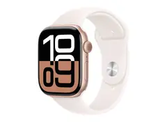 Apple Watch Series 10 (GPS + Cellular) 46 mm - rosegull aluminium - smartklokke med sportsb&#229;nd - fluorelastomer - light blush - b&#229;ndbredde: S/M - 64 GB - LTE, Wi-Fi 4, UWB, Bluetooth - 4G - 35.3 g