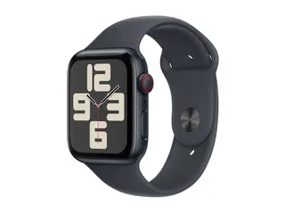 Apple Watch SE (GPS + Cellular) - 2. generasjon 44 mm - midnattsaluminium - smartklokke med sportsb&#229;nd - fluorelastomer - midnatt - b&#229;ndbredde: M/L - 32 GB - LTE, Wi-Fi 4, Bluetooth - 4G - 33 g