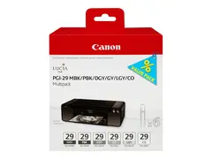 Canon PGI-29 MBK/PBK/DGY/GY/LGY/CO Multipack 6-pack - 36 ml - gr&#229;, lysegr&#229;, m&#248;rk gr&#229;, matt svart, fotosort, kromaoptimerer - original - blekkbeholder - for PIXMA PRO-1