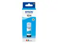 Epson EcoTank 104 - 65 ml - cyan - original blekkbeholder - for EcoTank ET-14100, 1810, 2721, 2810, 2811, 2812, 2814, 2815, 2820, 2821, 2825, 2826, 4800