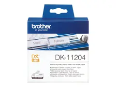 Brother DK-11204 - Svart p&#229; hvitt - 17 x 54 mm 400 etikett(er) (1 rull(er) x 400) flerbruks merkelapper for Brother QL-1050, 1060, 1110, 500, 550, 560, 570, 580, 600, 650, 700, 710, 720, 820