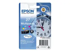 Epson 27 Multi-Pack - 3-pack - 10.8 ml gul, cyan, magenta - original - blekkpatron - for WorkForce WF-3620, WF-3640, WF-7110, WF-7210, WF-7610, WF-7620, WF-7710, WF-7715, WF-7720