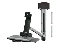 Ergotron StyleView Sit-Stand Combo System Monteringssett (CPU-holder, 2 spordekker, 2 kabelkanaler, h&#229;ndleddsst&#248;tte, justerbar monitorarm, VESA-monteringsbrakett, veggspor 34&quot;, monteringsb&#248;ylesett for CPU og armspor, tastaturbakke med venstre/h&#248;yre musbakke, strekkodeskanner og musholder, komboarm) - for LCD-skjerm / PC-utstyr - liten CPU-holder - aluminium, kvalitetsplast - polert aluminium - skjermst&#248;rrelse: inntil 24&quot;