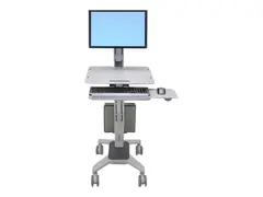 Ergotron WorkFit-C Single LD Sit-Stand Workstation Vogn - for LCD-skjerm / PC-utstyr - gr&#229; - skjermst&#248;rrelse: inntil 30&quot;