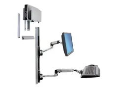 Ergotron LX Wall Mount System - Monteringssett (veggarm, musholder, 2 spordekker, tastaturarm, 2 kabelkanaler, h&#229;ndleddsst&#248;tte, veggspor 10&quot;, veggspor 34&quot;, CPU-avstandsstykke, monteringsb&#248;ylesett for CPU og armspor, medium CPU holder) Patented Constant Force Technology - for LCD-skjerm / PC-utstyr - polert aluminium - skjermst&#248;rrelse: inntil 32&quot;