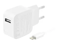 Key - Str&#248;madapter - 2.4 A (USB) p&#229; kabel: Lightning - hvit - Europa