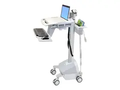 Ergotron StyleView EMR Laptop Cart, LiFe Powered Vogn - for b&#230;rbar / PC-utstyr - l&#229;sbar - medisinsk - plastikk, aluminium, forsinket st&#229;l - gr&#229;, hvit, polert aluminium - skjermst&#248;rrelse: inntil 17,3&quot; - utgang: AC 230 V