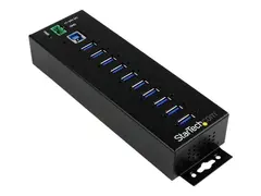 StarTech.com 10 Port USB Hub with Power Adapter, Surge Protection, Metal Industrial USB 3.0 Data Transfer Hub, Din Rail, Wall or Desk Mountable, High Speed USB 3.1/ USB 3.2 Gen 1 5Gbps Hub Windows/macOS/Linux (HB30A10AME) - Hub - 10 x USB 3.2 Gen 1 - DIN-skinnemonterbar, veggmonterbar - TAA-samsvar - for P/N: ITB20D3250