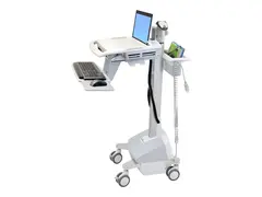 Ergotron StyleView EMR Laptop Cart, LiFe Powered Vogn - for b&#230;rbar / PC-utstyr - l&#229;sbar - medisinsk - plastikk, aluminium, forsinket st&#229;l - gr&#229;, hvit, polert aluminium - skjermst&#248;rrelse: inntil 17,3&quot; - utgang: AC 230 V