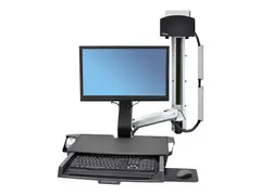 Ergotron StyleView Sit-Stand Combo System with Worksurface Monteringssett (h&#229;ndtak, CPU-holder, 2 spordekker, 2 kabelkanaler, h&#229;ndleddsst&#248;tte, skjermmontering, tastaturbakke, CPU-veggmontering, utrekkbart musebrett, VESA-monteringsbrakett, veggspor 34&quot;, CPU-avstandsstykke, monteringsb&#248;ylesett for CPU og armspor, strekkodeskanner og musholder, komboarm) - for LCD-skjerm / PC-utstyr - liten CPU-holder - aluminium, kvalitetsplast - polert aluminium - skjermst&#248;rrelse: inntil 24&quot;