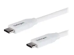 StarTech.com USB C to USB C Cable 6 ft / 2m - 5A PD - M/M - White - USB 2.0 - USB-IF Certified - USB Type C Cable - USB C Charging Cable (USB2C5C2MW) - USB-kabel - 24 pin USB-C (hann) til 24 pin USB-C (hann) - Thunderbolt 3 / USB 2.0 - 5 A - 2 m - hvit