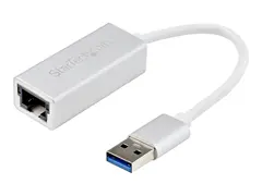 StarTech.com USB 3.0 to Gigabit Network Adapter Silver - Sleek Aluminum Design for MacBook, Chromebook or Tablet - Native Driver Support (USB31000SA) - Nettverksadapter - USB 3.0 - Gigabit Ethernet x 1 - s&#248;lv