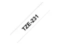 Brother TZe-231 - Selv-adhesiv - svart p&#229; hvitt Rull (1,2 cm x 8 m) 1 kassett(er) laminert teip - for P-Touch PT-D460BTVP, PT-D610BTVP, PT-E310BTVP