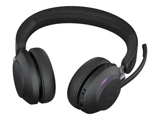 Jabra Evolve2 65 MS Stereo - Hodesett on-ear - Bluetooth - tr&#229;dl&#248;s - USB-A - lydisolerende - svart - med ladestativ - Certified for Microsoft Teams