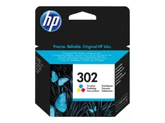 HP 302 - 4 ml - farge (cyan, magenta, gul) original - blekkpatron - for Deskjet 1110, 21XX, 36XX; ENVY 45XX; Officejet 38XX, 46XX, 52XX